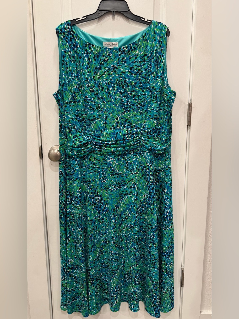 Laura Jeffries Teal, Blue & Green Abstract Print Dress